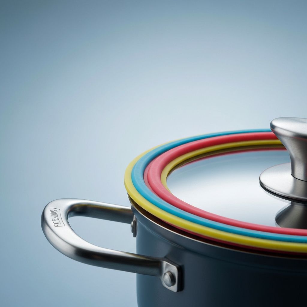 Royal Prestige Silichromatic silicone ring creating perfect vapor seal for waterless cooking and nutrient preservation